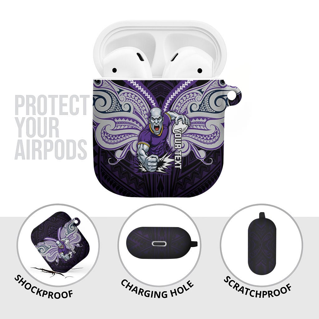 Custom Melbourne Storm AirPods Case Lightning Warrior Polynesia Islander Rugby Mascot