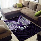 Custom Melbourne Storm Area Rug Lightning Warrior Polynesia Islander Rugby Mascot