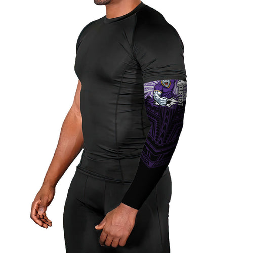 Custom Melbourne Storm Arm Sleeves Lightning Warrior Polynesia Islander Rugby Mascot