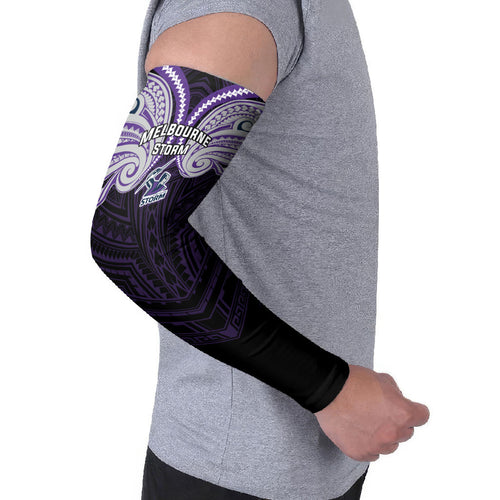 Custom Melbourne Storm Arm Sleeves Lightning Warrior Polynesia Islander Rugby Mascot