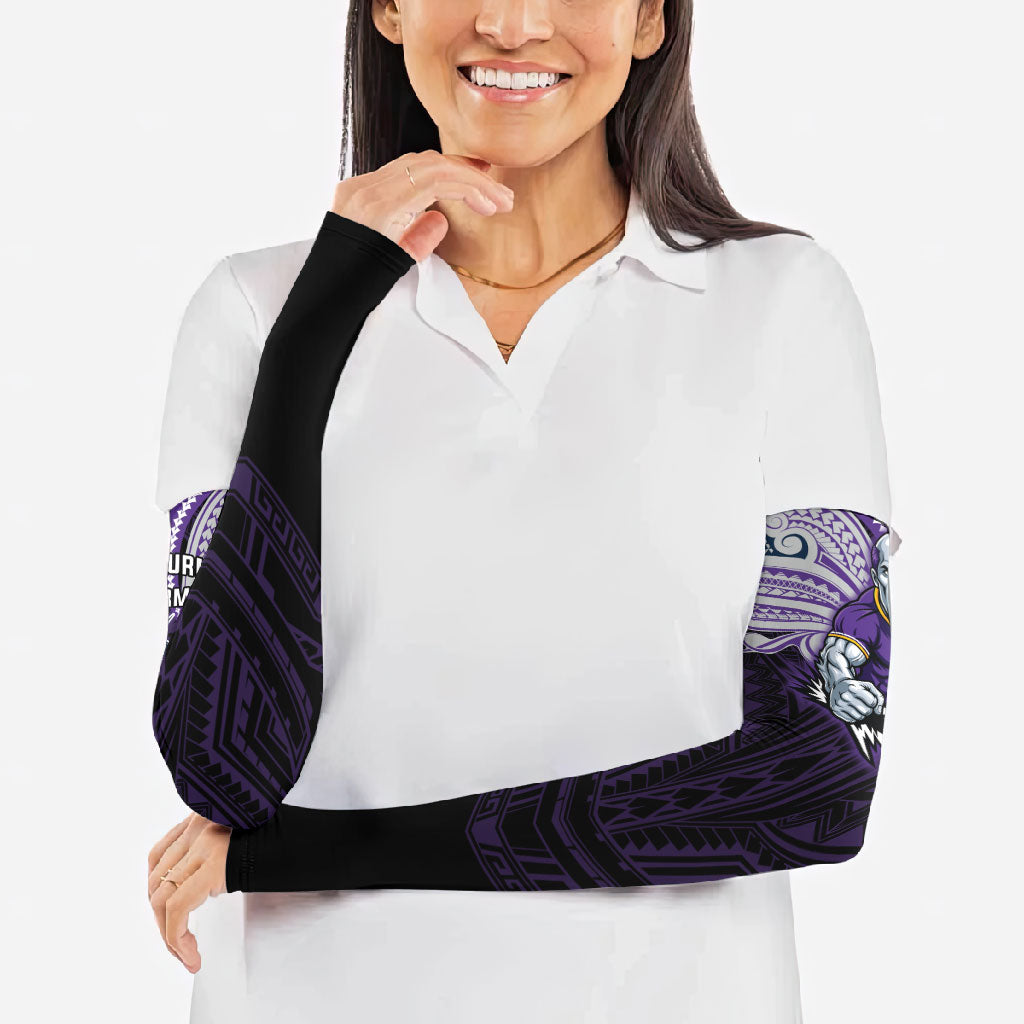 Custom Melbourne Storm Arm Sleeves Lightning Warrior Polynesia Islander Rugby Mascot