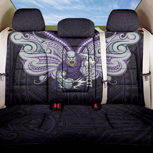 Custom Melbourne Storm Back Car Seat Cover Lightning Warrior Polynesia Islander Rugby Mascot