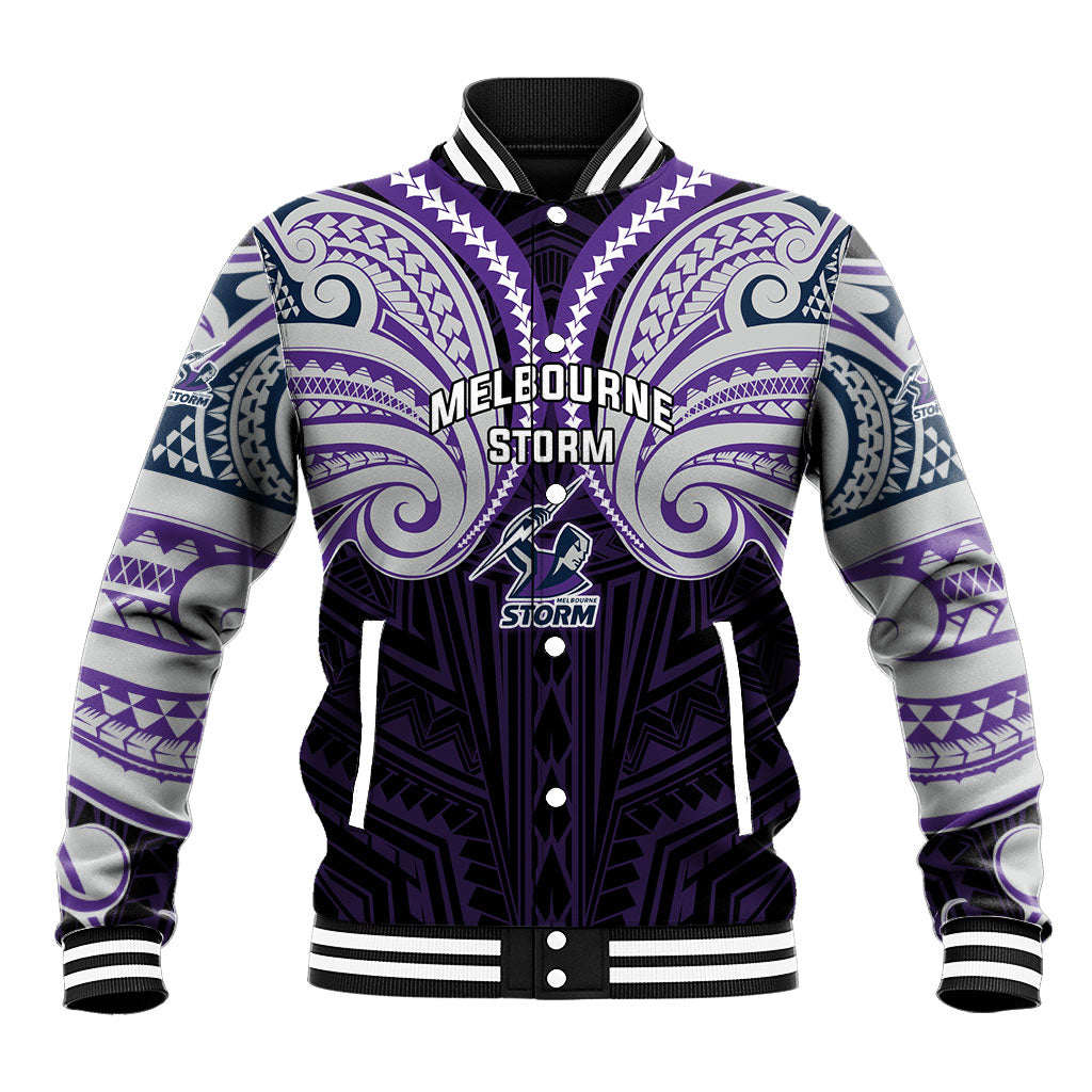 Custom Melbourne Storm Baseball Jacket Lightning Warrior Polynesia Islander Rugby Mascot