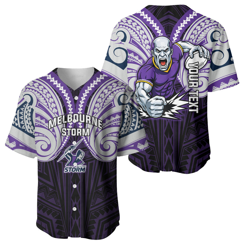 Custom Melbourne Storm Baseball Jersey Lightning Warrior Polynesia Islander Rugby Mascot