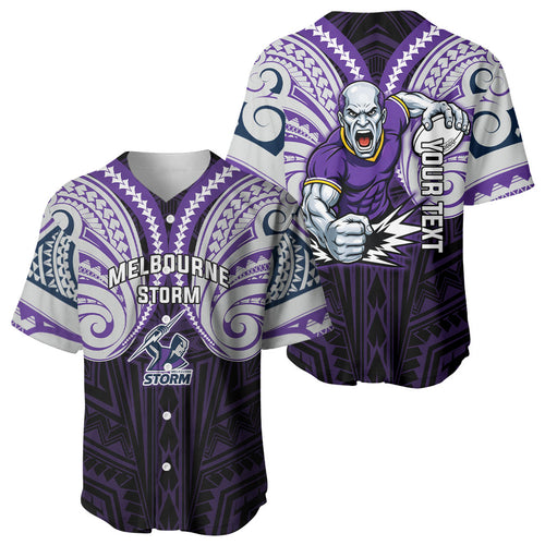 Custom Melbourne Storm Baseball Jersey Lightning Warrior Polynesia Islander Rugby Mascot