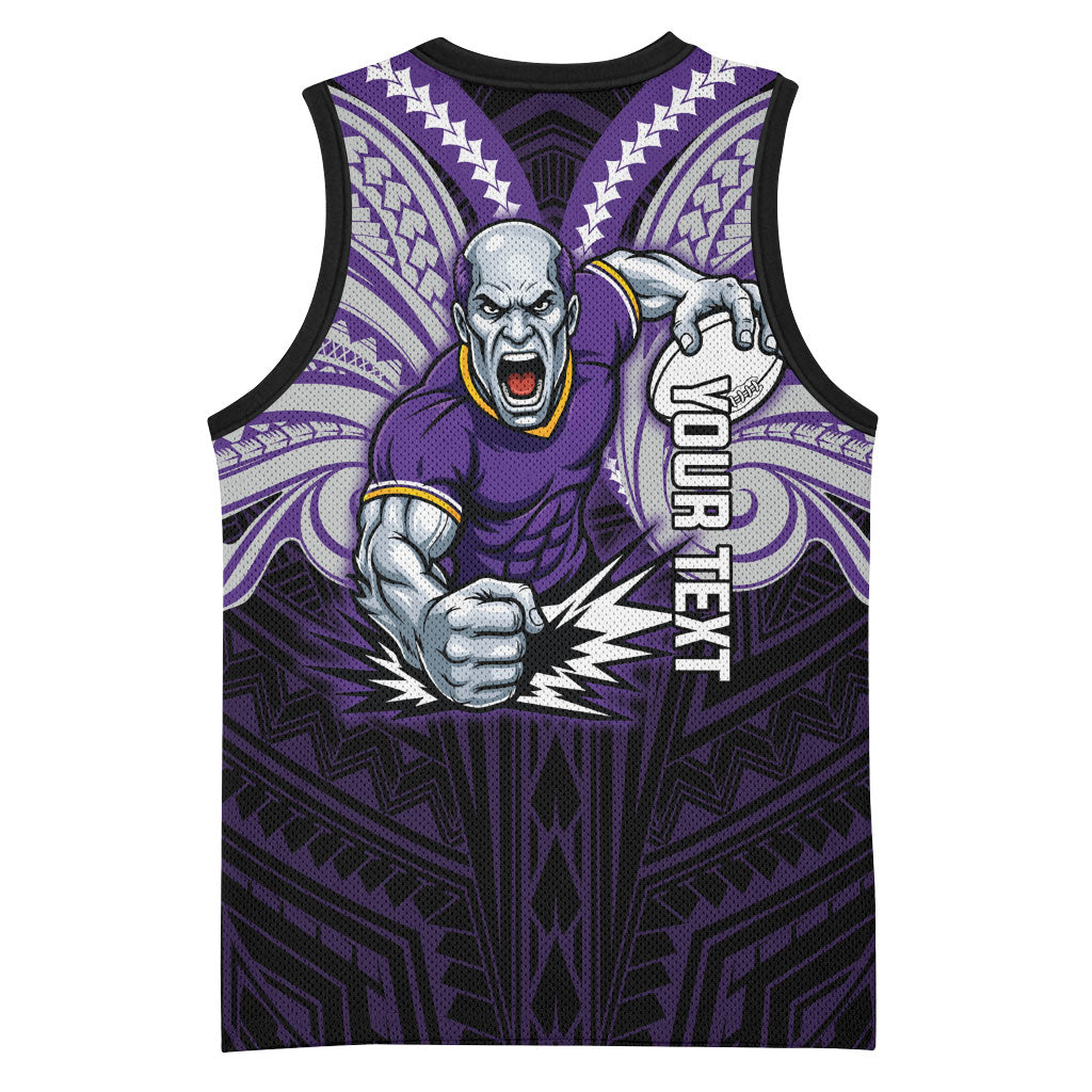 Custom Melbourne Storm Basketball Jersey Lightning Warrior Polynesia Islander Rugby Mascot
