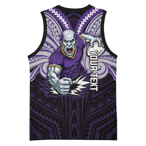 Custom Melbourne Storm Basketball Jersey Lightning Warrior Polynesia Islander Rugby Mascot