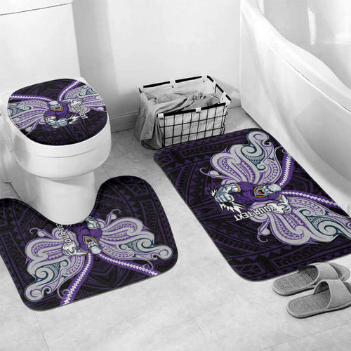 Custom Melbourne Storm Bathroom Set Lightning Warrior Polynesia Islander Rugby Mascot