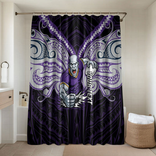 Custom Melbourne Storm Bathroom Set Lightning Warrior Polynesia Islander Rugby Mascot