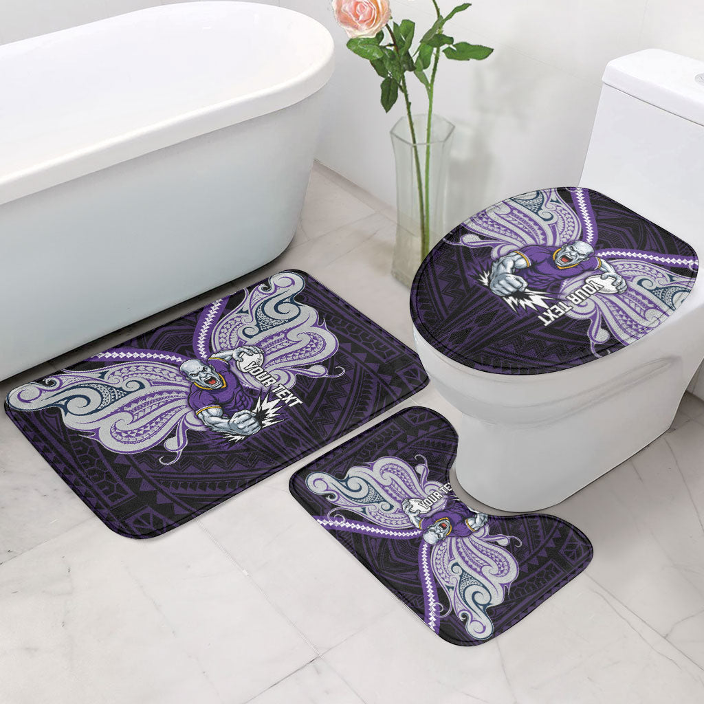 Custom Melbourne Storm Bathroom Set Lightning Warrior Polynesia Islander Rugby Mascot