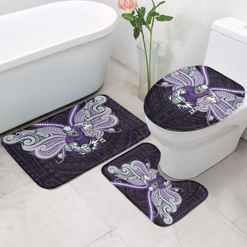 Custom Melbourne Storm Bathroom Set Lightning Warrior Polynesia Islander Rugby Mascot