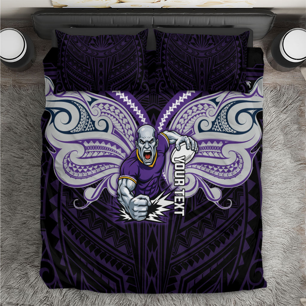 Custom Melbourne Storm Bedding Set Lightning Warrior Polynesia Islander Rugby Mascot