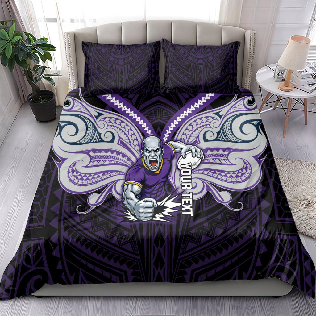 Custom Melbourne Storm Bedding Set Lightning Warrior Polynesia Islander Rugby Mascot
