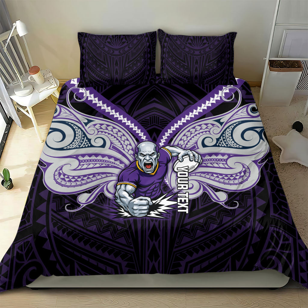 Custom Melbourne Storm Bedding Set Lightning Warrior Polynesia Islander Rugby Mascot