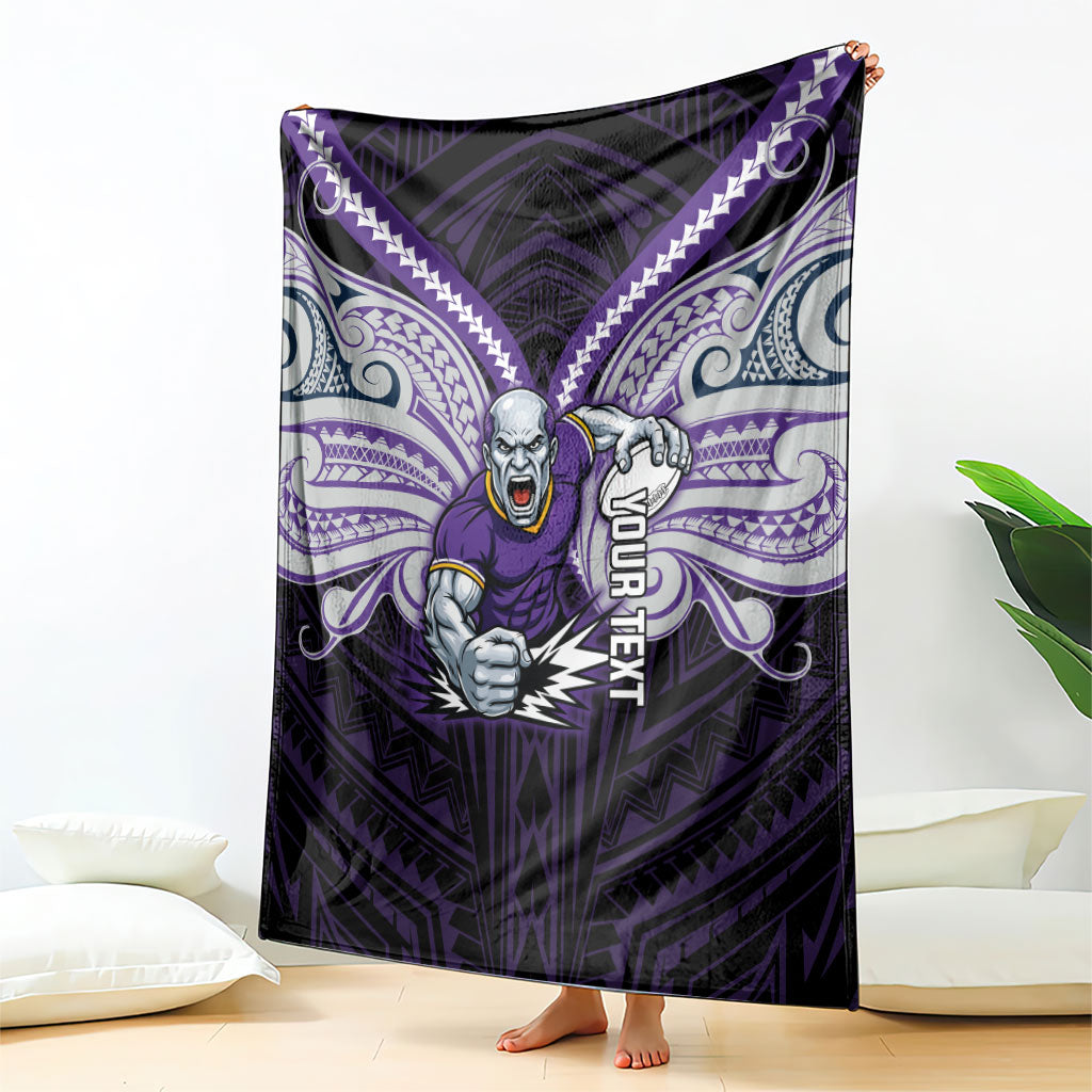Custom Melbourne Storm Blanket Lightning Warrior Polynesia Islander Rugby Mascot