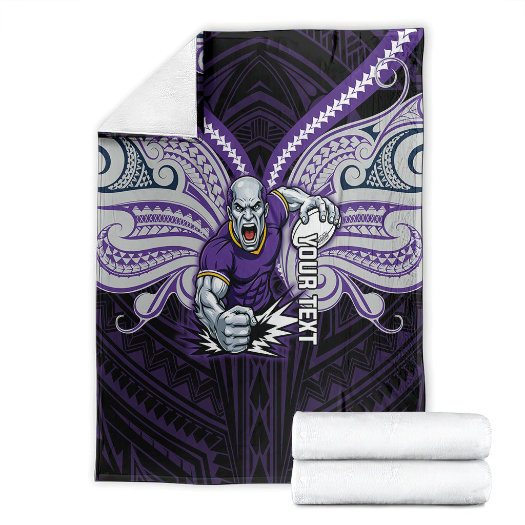 Custom Melbourne Storm Blanket Lightning Warrior Polynesia Islander Rugby Mascot