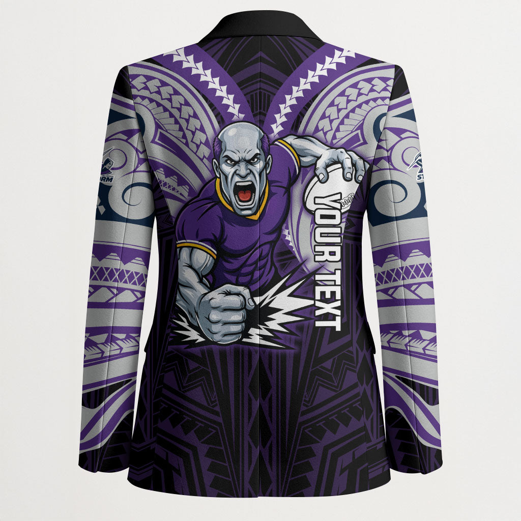 Custom Melbourne Storm Blazer Lightning Warrior Polynesia Islander Rugby Mascot