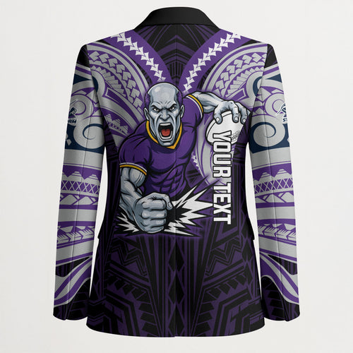 Custom Melbourne Storm Blazer Lightning Warrior Polynesia Islander Rugby Mascot