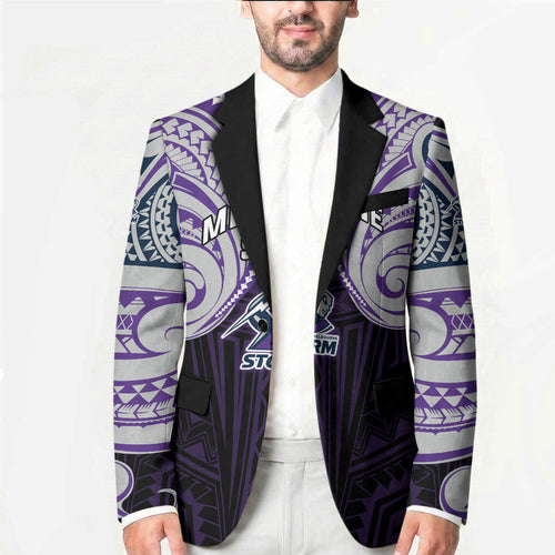 Custom Melbourne Storm Blazer Lightning Warrior Polynesia Islander Rugby Mascot