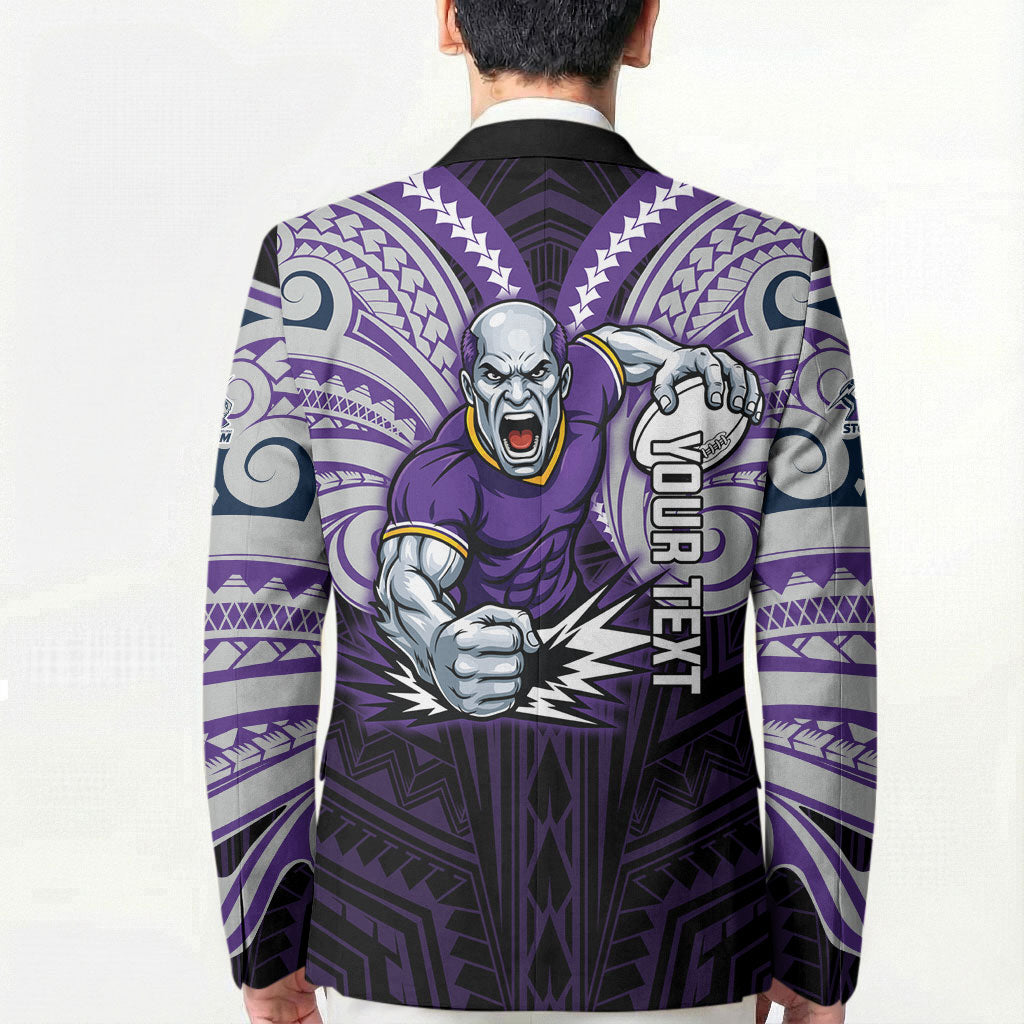 Custom Melbourne Storm Blazer Lightning Warrior Polynesia Islander Rugby Mascot
