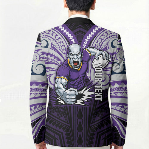 Custom Melbourne Storm Blazer Lightning Warrior Polynesia Islander Rugby Mascot