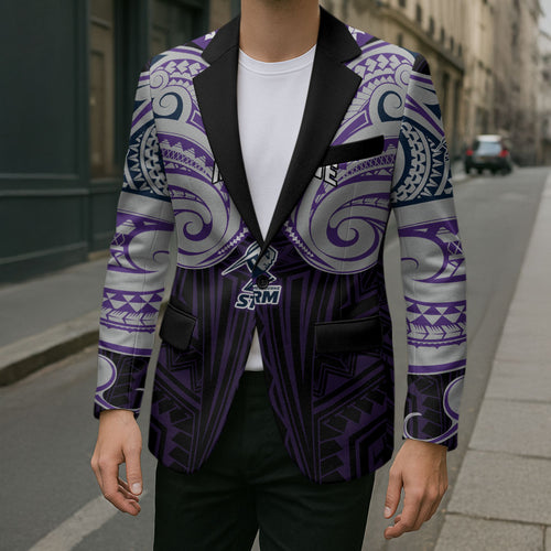 Custom Melbourne Storm Blazer Lightning Warrior Polynesia Islander Rugby Mascot