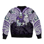 Custom Melbourne Storm Bomber Jacket Lightning Warrior Polynesia Islander Rugby Mascot