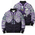 Custom Melbourne Storm Bomber Puffer Jacket Lightning Warrior Polynesia Islander Rugby Mascot