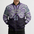 Custom Melbourne Storm Bomber Puffer Jacket Lightning Warrior Polynesia Islander Rugby Mascot