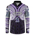 Custom Melbourne Storm Button Sweatshirt Lightning Warrior Polynesia Islander Rugby Mascot