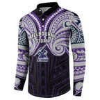 Custom Melbourne Storm Button Sweatshirt Lightning Warrior Polynesia Islander Rugby Mascot