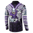 Custom Melbourne Storm Button Sweatshirt Lightning Warrior Polynesia Islander Rugby Mascot