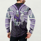 Custom Melbourne Storm Button Sweatshirt Lightning Warrior Polynesia Islander Rugby Mascot