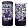 Custom Melbourne Storm 4 in 1 Can Cooler Tumbler Lightning Warrior Polynesia Islander Rugby Mascot