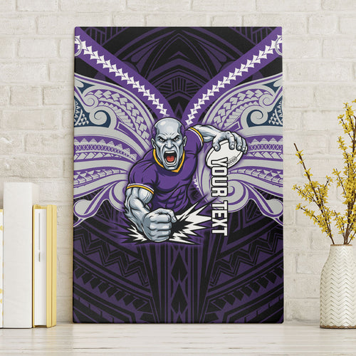 Custom Melbourne Storm Canvas Wall Art Lightning Warrior Polynesia Islander Rugby Mascot