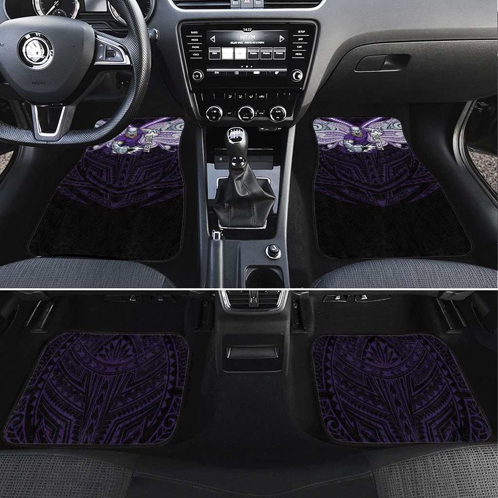 Custom Melbourne Storm Car Mats Lightning Warrior Polynesia Islander Rugby Mascot