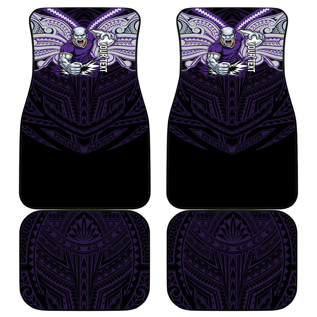 Custom Melbourne Storm Car Mats Lightning Warrior Polynesia Islander Rugby Mascot