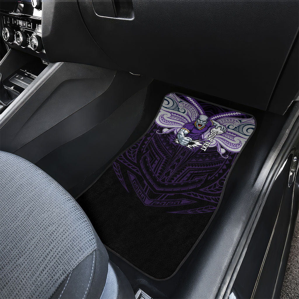 Custom Melbourne Storm Car Mats Lightning Warrior Polynesia Islander Rugby Mascot