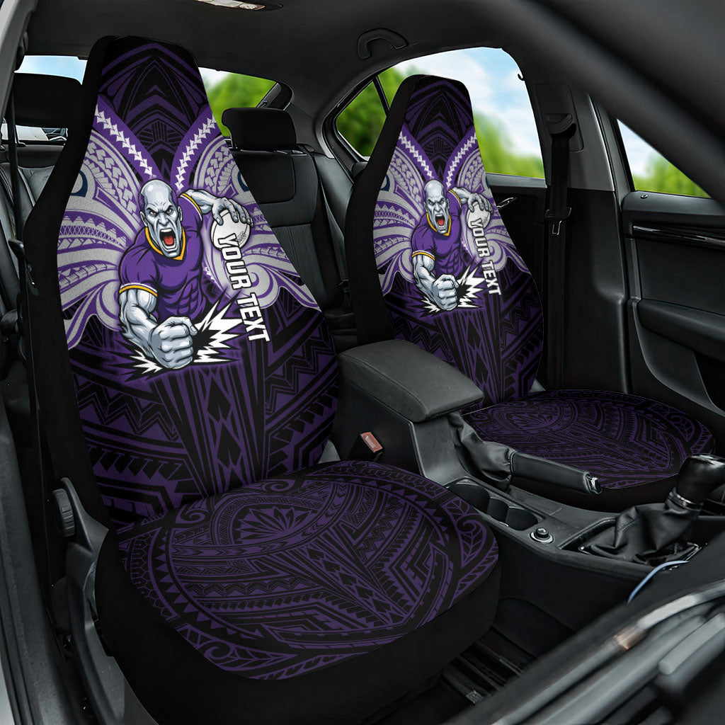 Custom Melbourne Storm Car Seat Cover Lightning Warrior Polynesia Islander Rugby Mascot