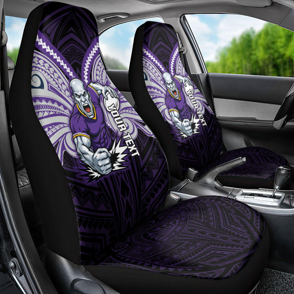 Custom Melbourne Storm Car Seat Cover Lightning Warrior Polynesia Islander Rugby Mascot
