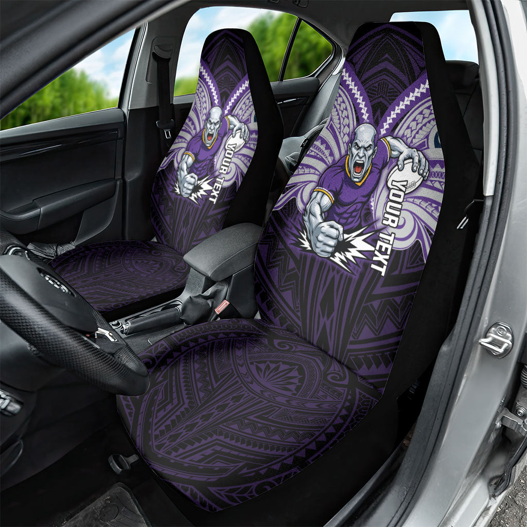 Custom Melbourne Storm Car Seat Cover Lightning Warrior Polynesia Islander Rugby Mascot