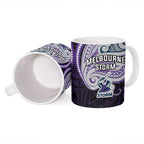 Custom Melbourne Storm Ceramic Mug Lightning Warrior Polynesia Islander Rugby Mascot