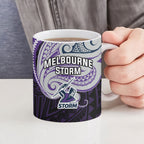 Custom Melbourne Storm Ceramic Mug Lightning Warrior Polynesia Islander Rugby Mascot