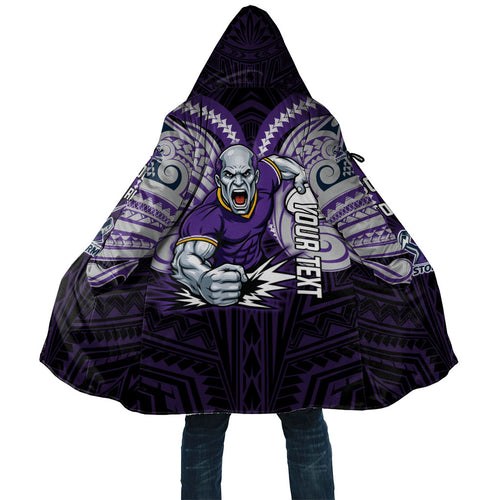 Custom Melbourne Storm Cloak Lightning Warrior Polynesia Islander Rugby Mascot