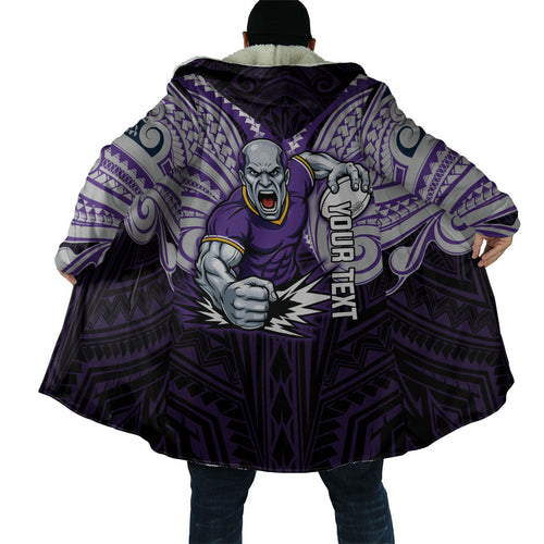 Custom Melbourne Storm Cloak Lightning Warrior Polynesia Islander Rugby Mascot