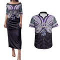 Custom Melbourne Storm Couples Matching Puletasi and Hawaiian Shirt Lightning Warrior Polynesia Islander Rugby Mascot