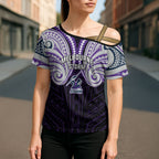 Custom Melbourne Storm Cross Shoulder Shirt Lightning Warrior Polynesia Islander Rugby Mascot