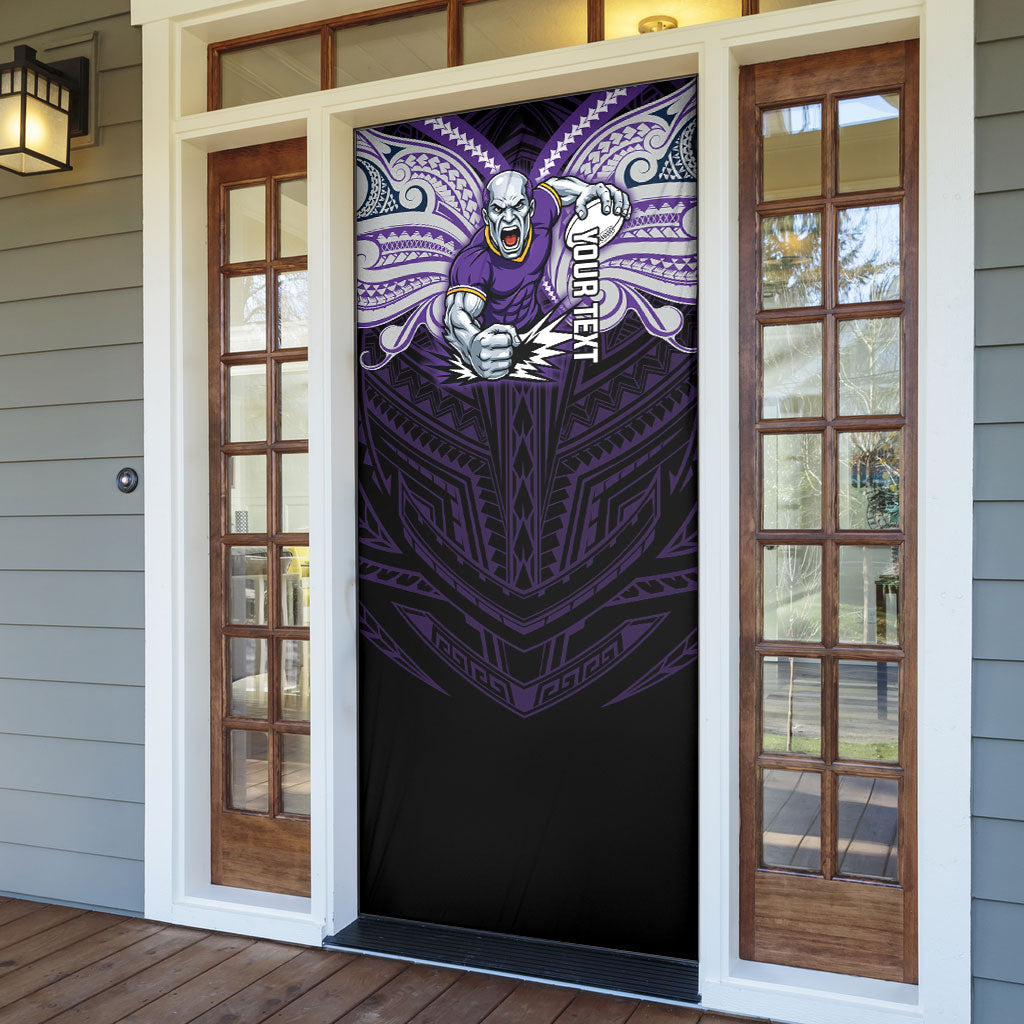 Custom Melbourne Storm Door Cover Lightning Warrior Polynesia Islander Rugby Mascot