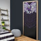Custom Melbourne Storm Door Cover Lightning Warrior Polynesia Islander Rugby Mascot