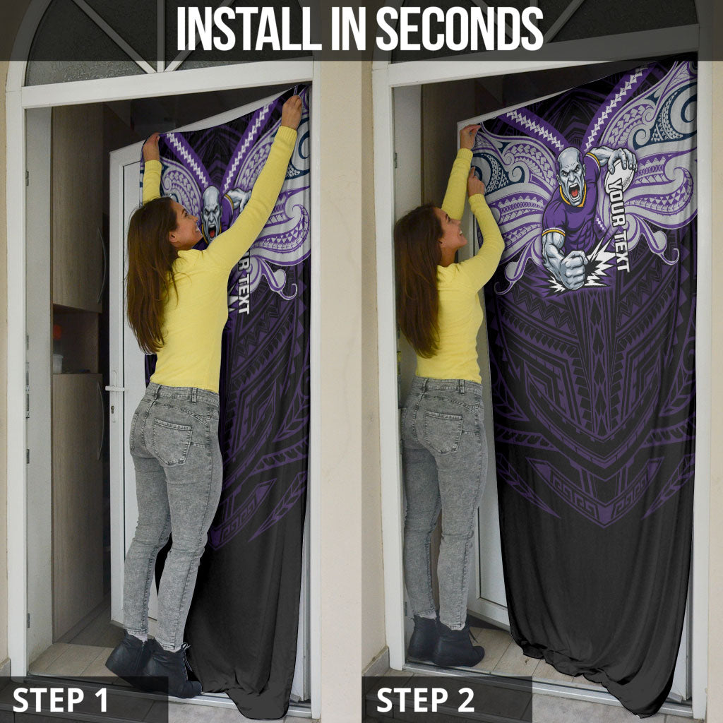 Custom Melbourne Storm Door Cover Lightning Warrior Polynesia Islander Rugby Mascot